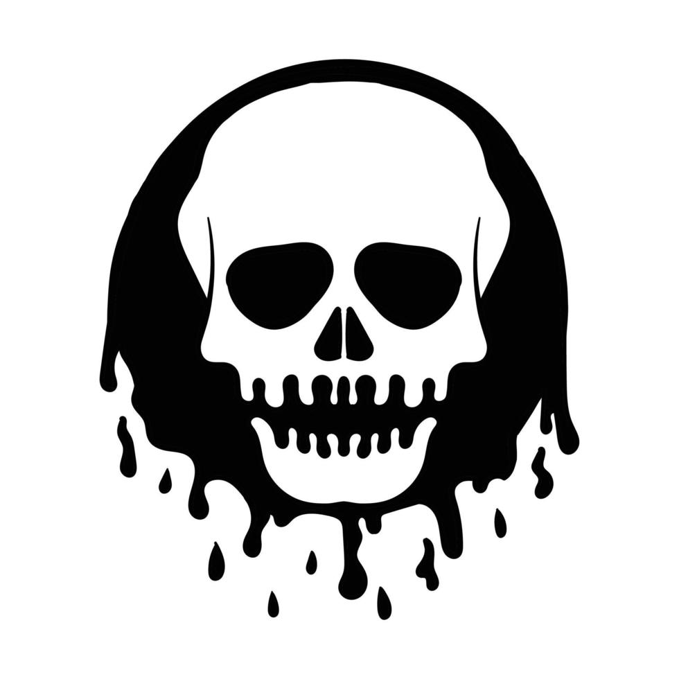 skull black and white hand-drawn style, premium vector