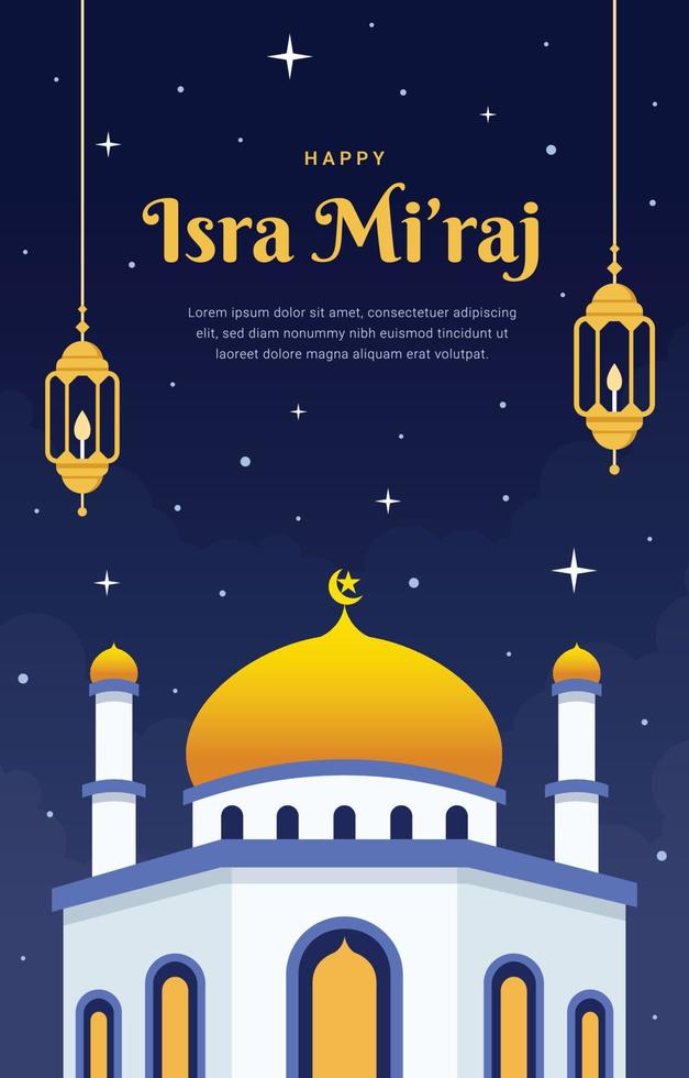 feliz isra miraj cartel vector