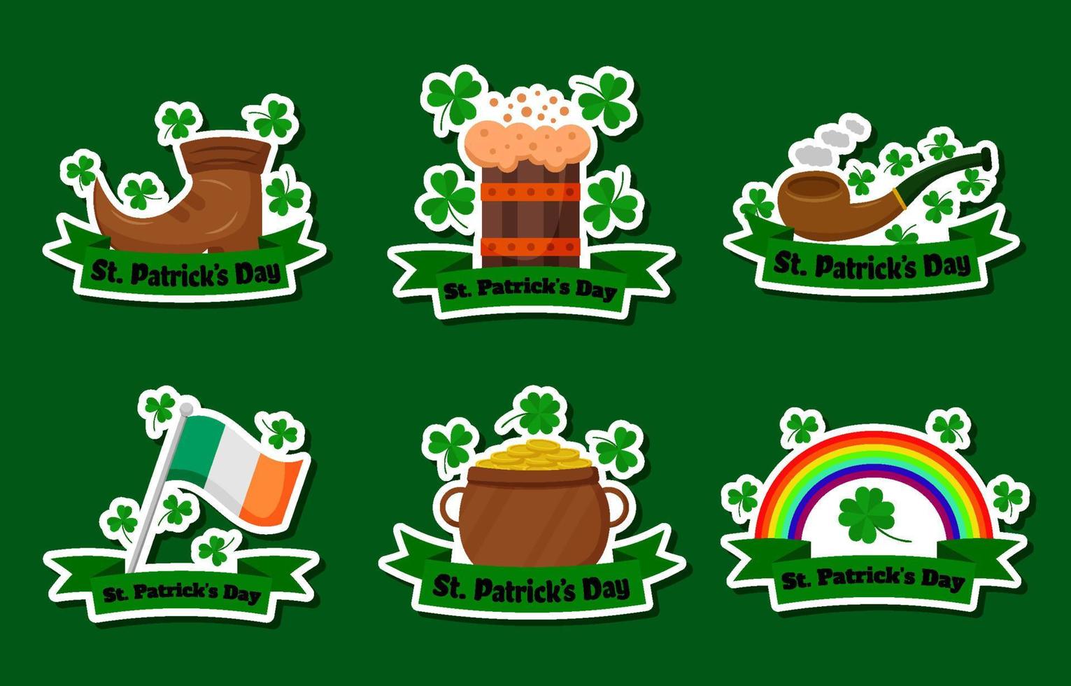 Collection of St. Patrick's Day Clover Sticker Pack vector