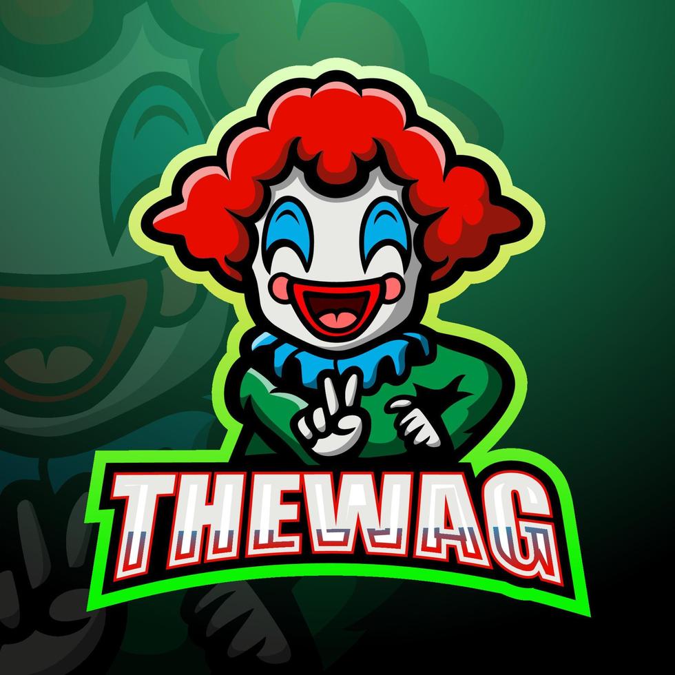 diseño de logotipo de esport de mascota de payaso vector