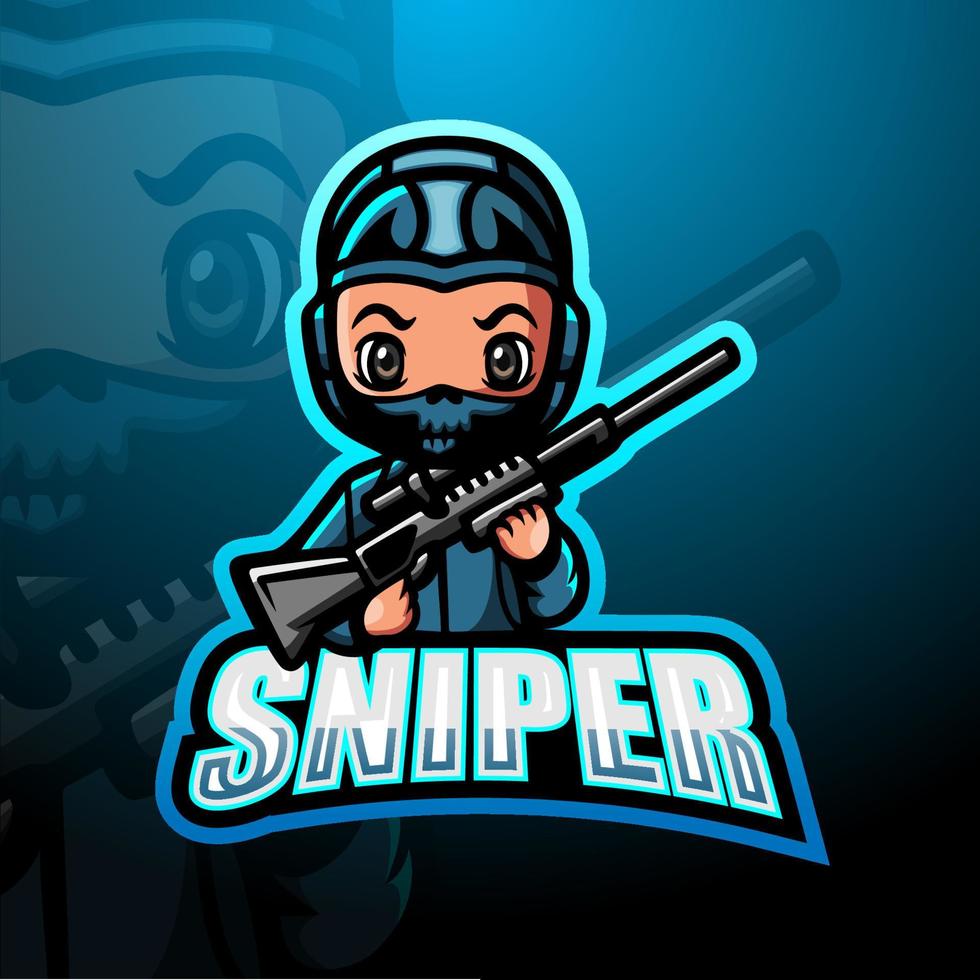 Sniper mascot esport logo design vector