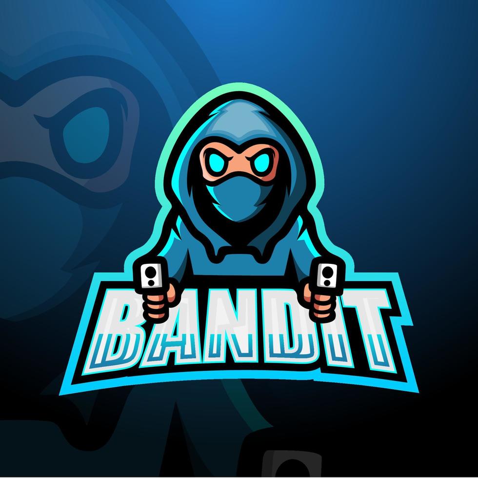 Bandit shooter mascot esport logo design vector