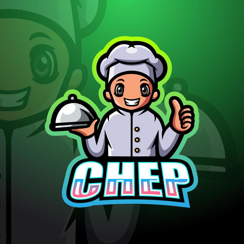 Chef mascot esport logo design vector