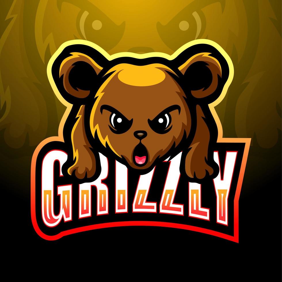 Bear mascot esport logo design vector