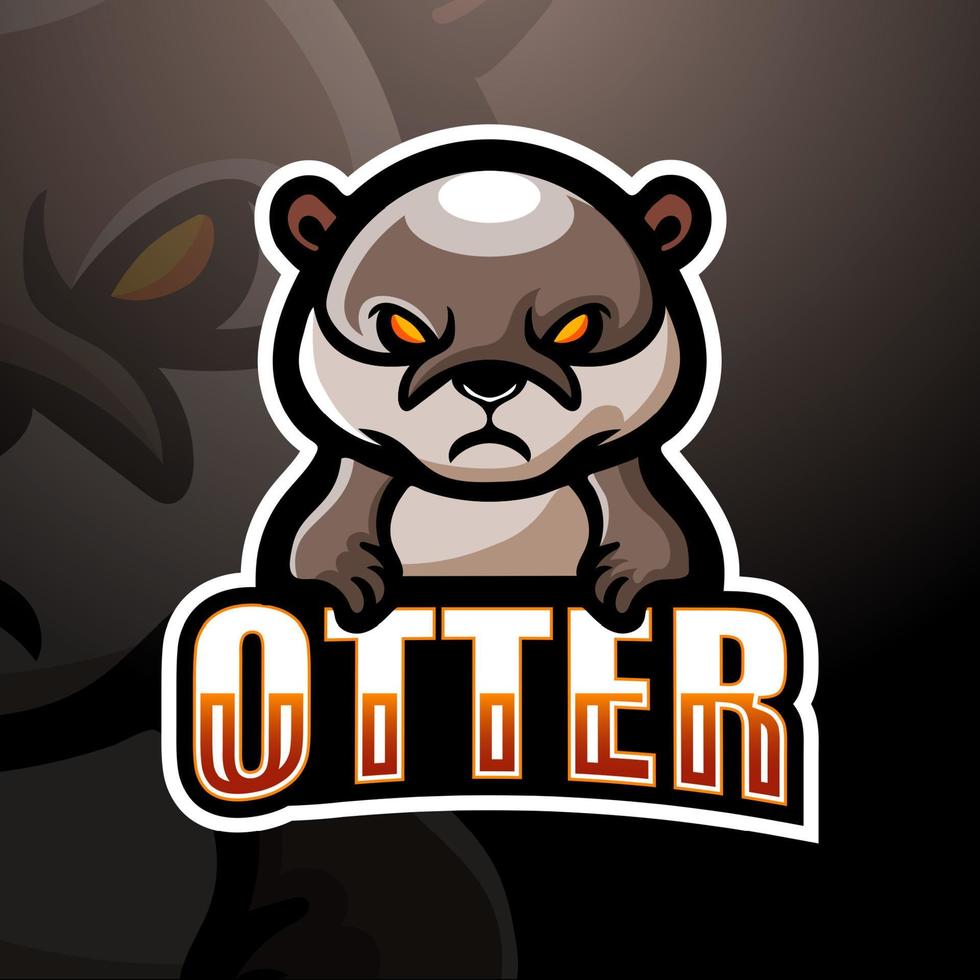 Otter mascot esport logo design vector