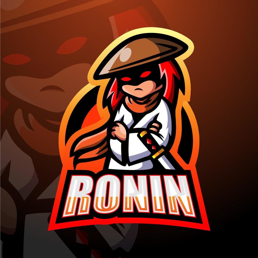 diseño del logotipo de esport de la mascota de ronin vector
