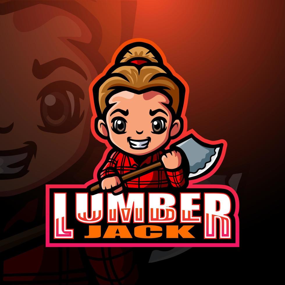 Lumberjack mascot esport logo design vector
