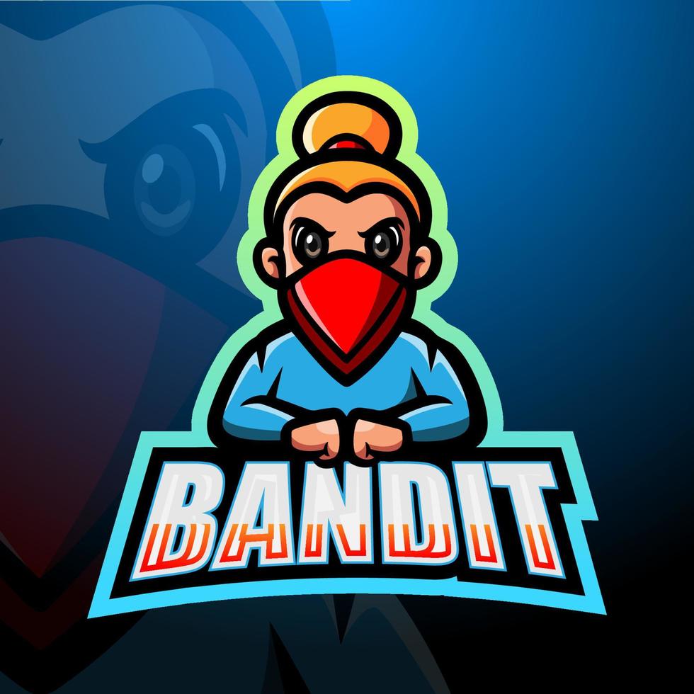 diseño de logotipo de esport de mascota de bandido vector