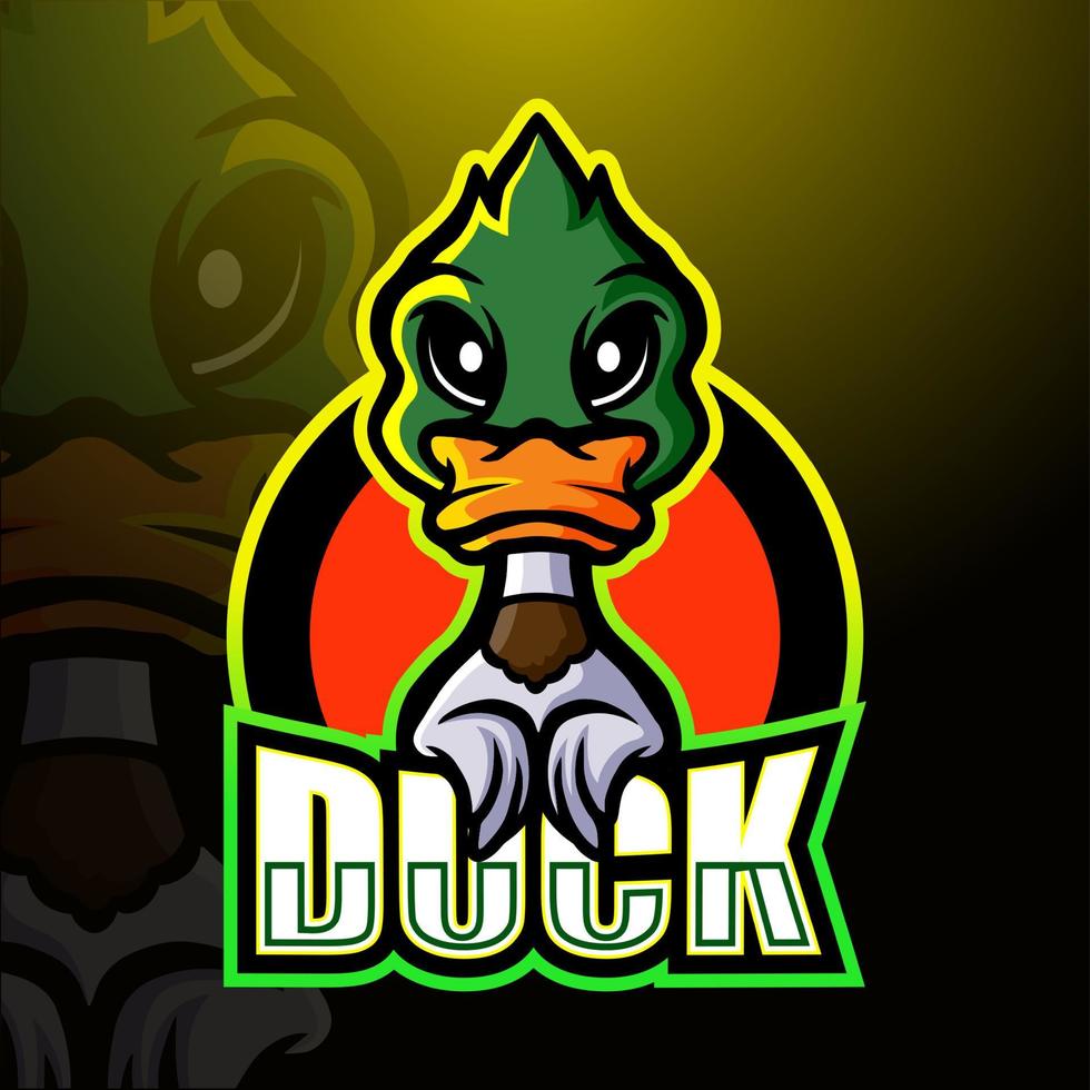 Duck mascot esport logo design vector