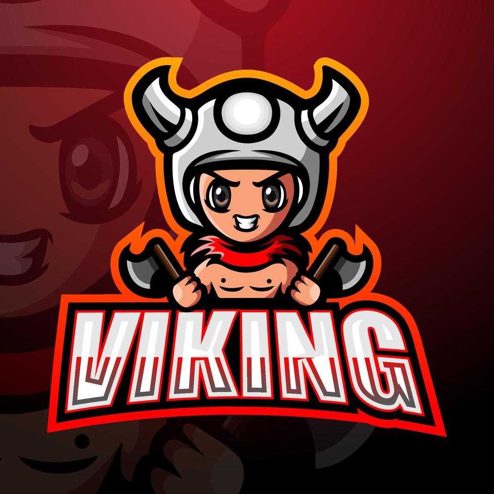 diseño de logotipo de esport de mascota vikinga vector