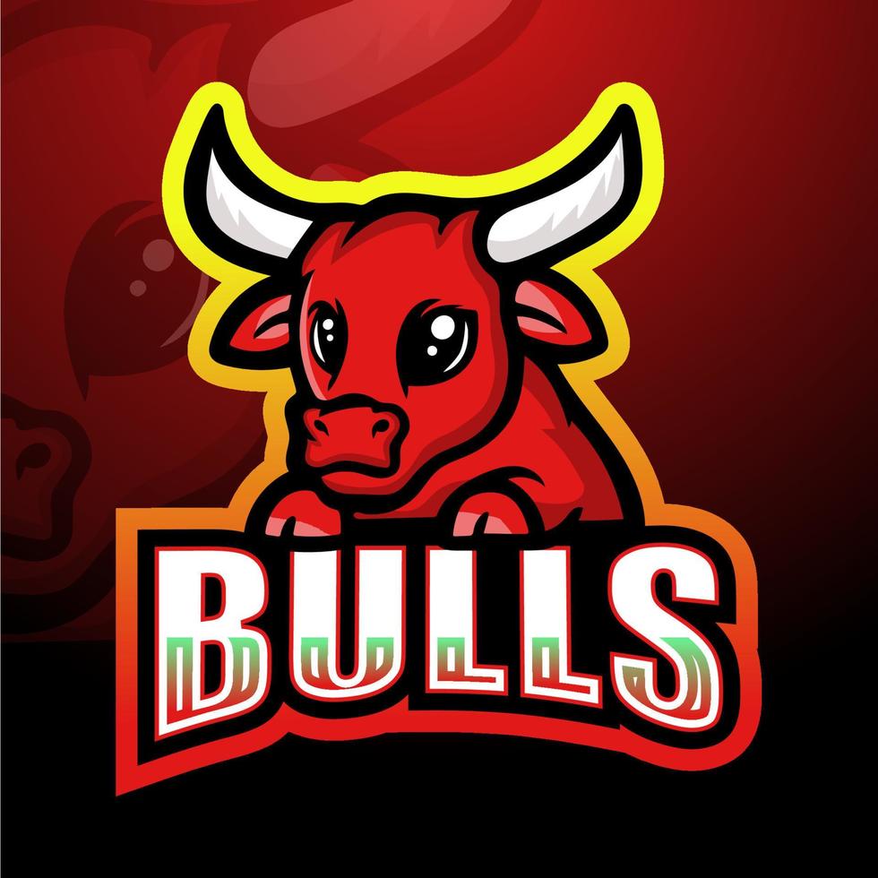 diseño de logotipo de esport de mascota de toro rojo vector