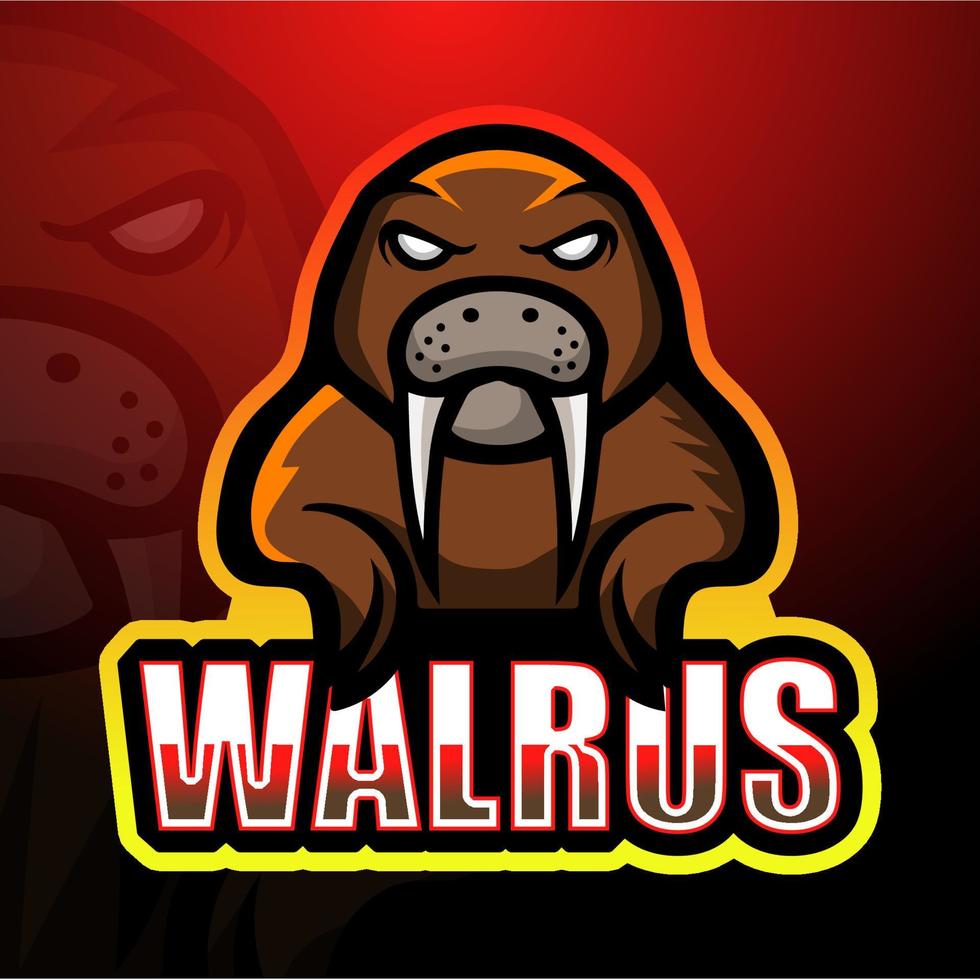 Walrus mascot esport logo design vector