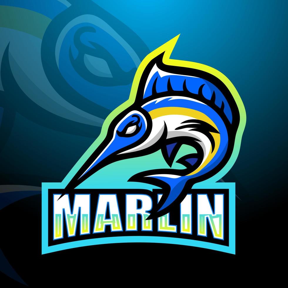 Marlin mascot esport logo design vector