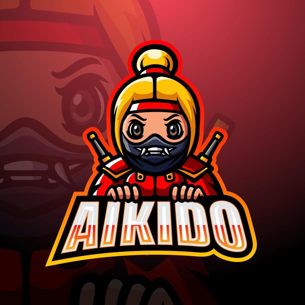 Ninja mascot esport logo design vector