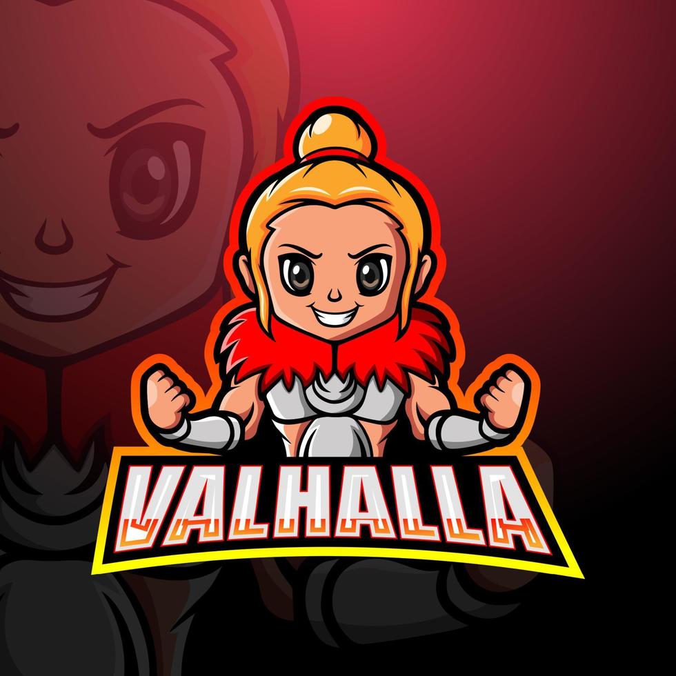 Valhalla mascot esport logo design vector