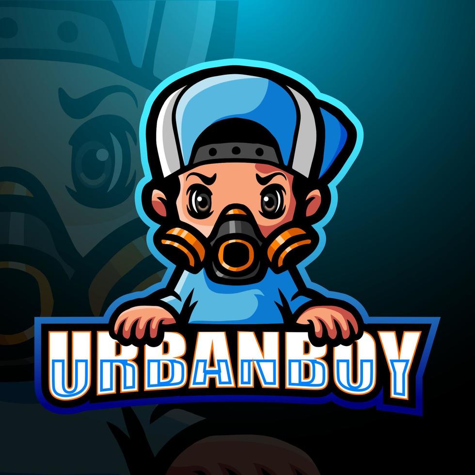 Urban boy mascot esport logo design vector