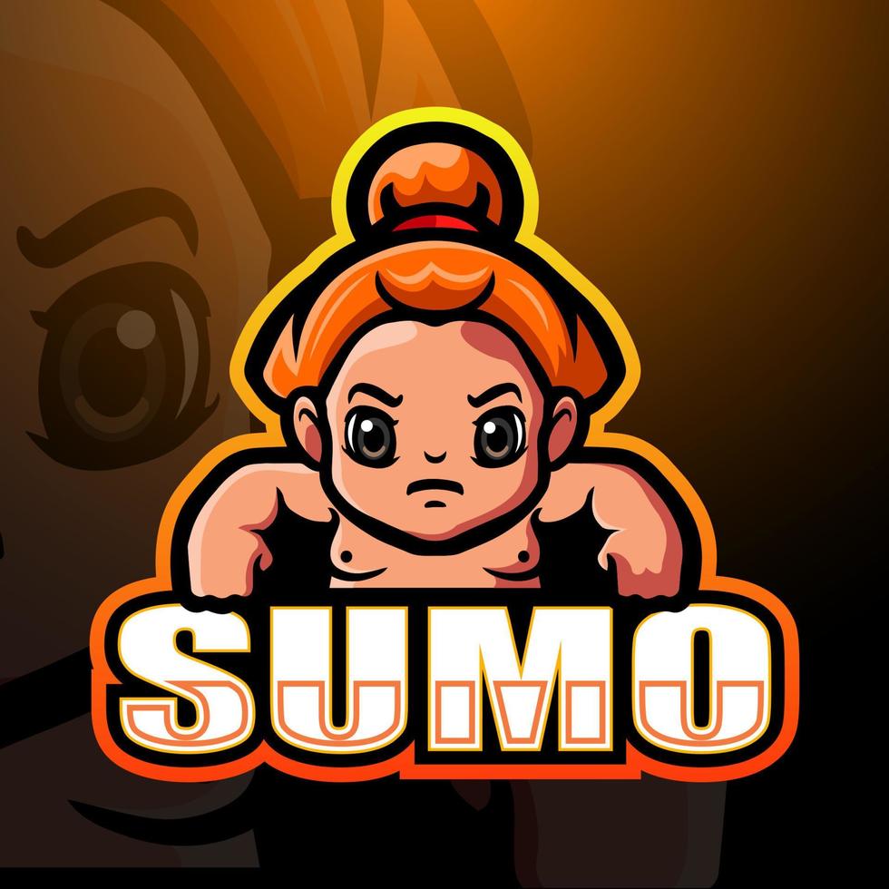 diseño de logotipo de esport de mascota de sumo vector