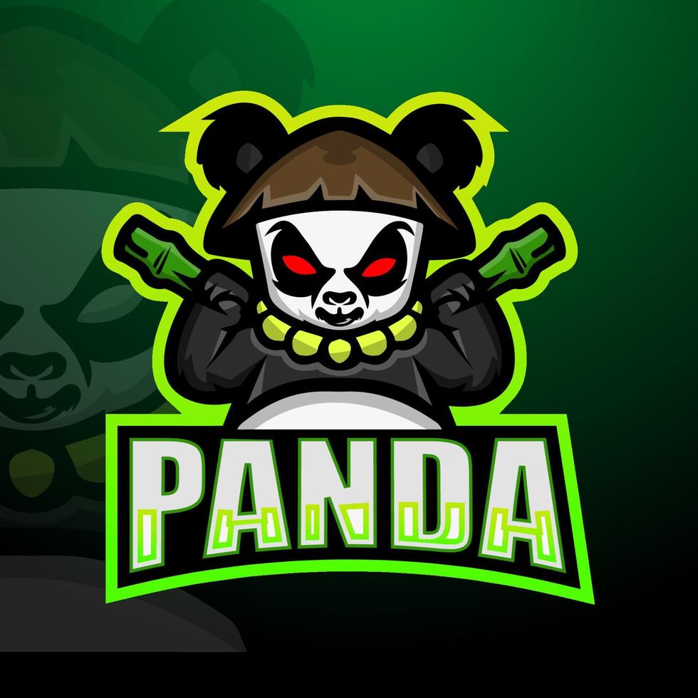 Panda mascot esport logo design vector