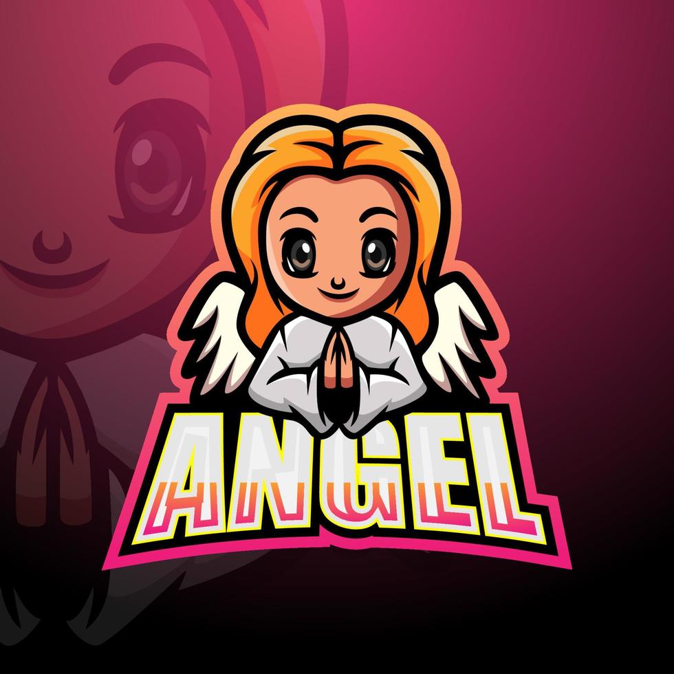 diseño de logotipo de esport de mascota de niña ángel vector