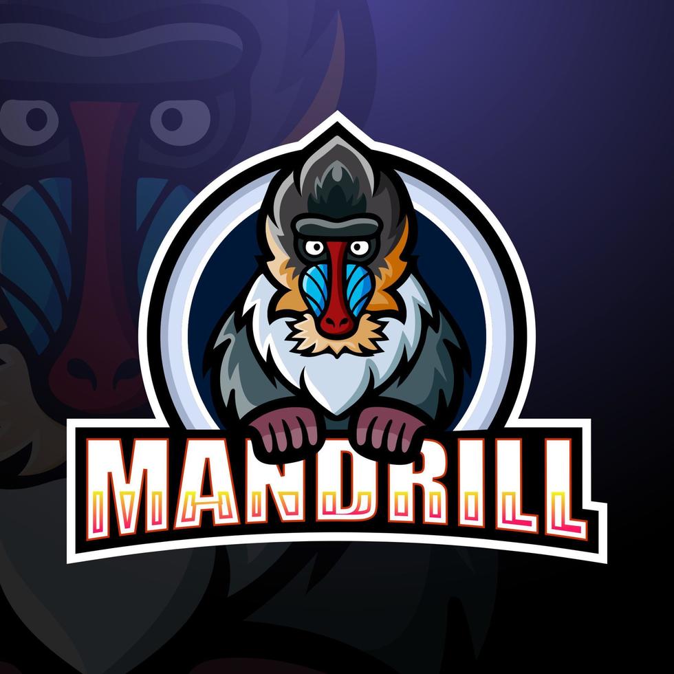 diseño de logotipo de esport de mascota de mandril vector