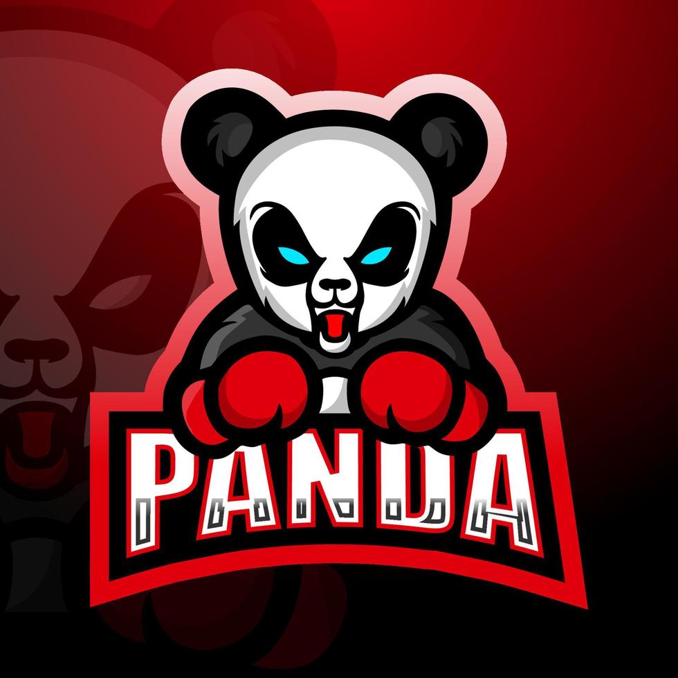 diseño de logotipo de esport de mascota de panda de boxeo vector