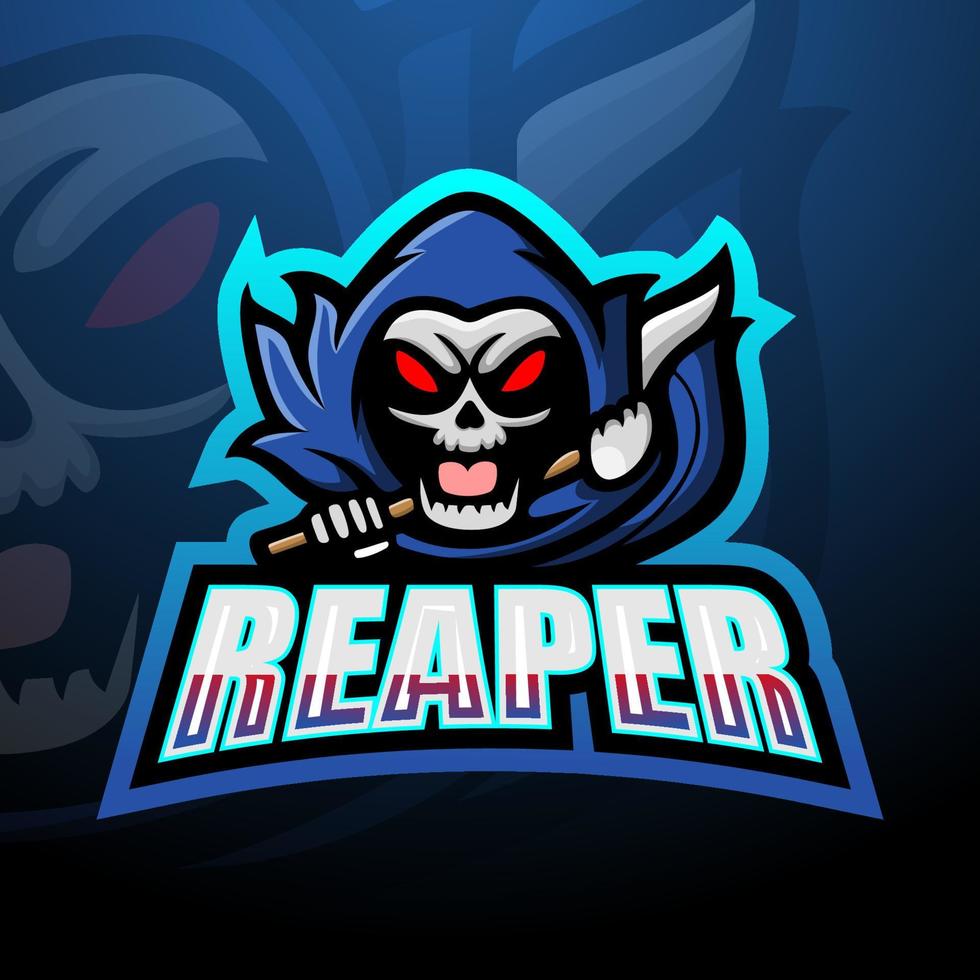 Reaper skull mascot esport logo design vector