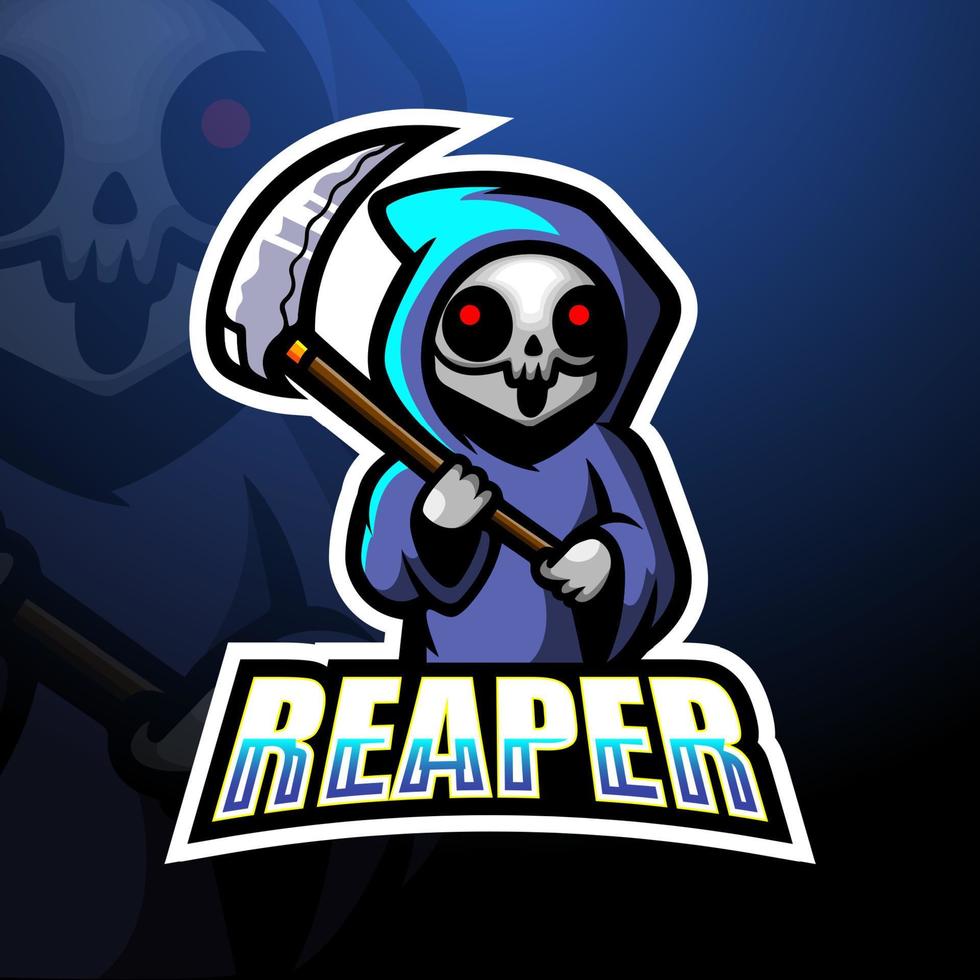 Reaper skull mascot esport logo design vector