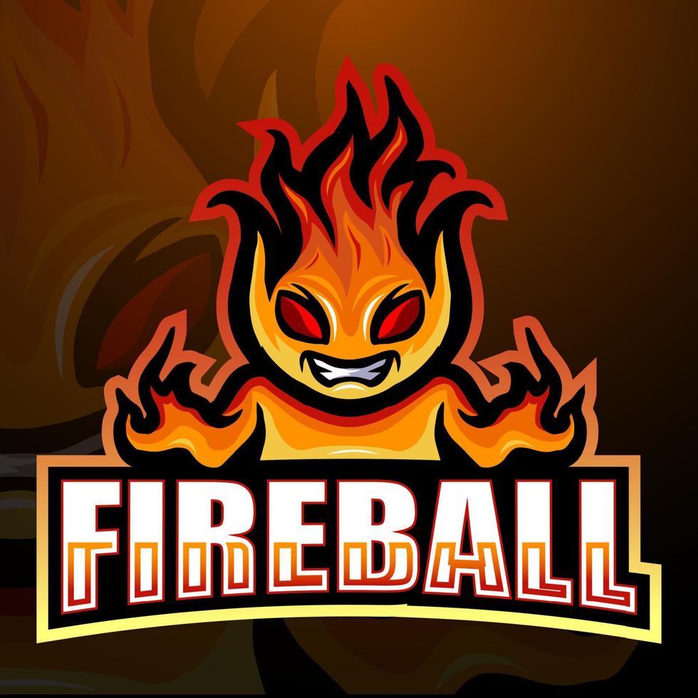 diseño de logotipo de esport de mascota de bola de fuego vector