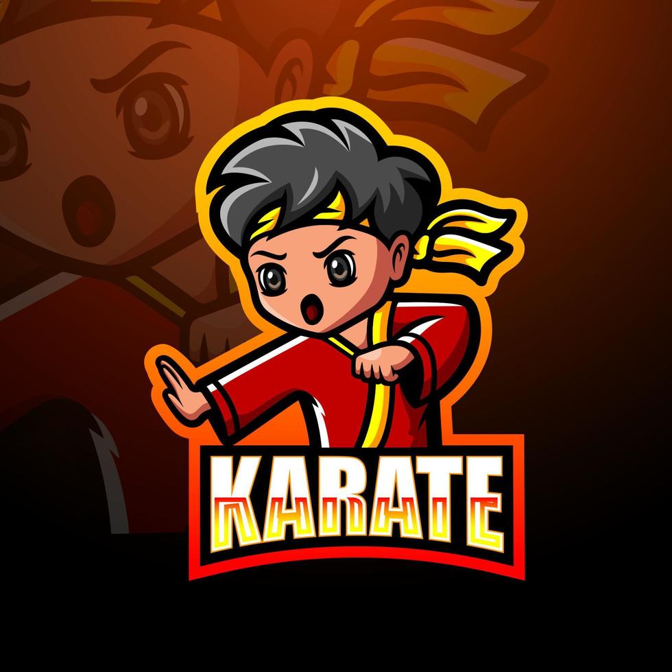Karate martial mascot esport logo design vector