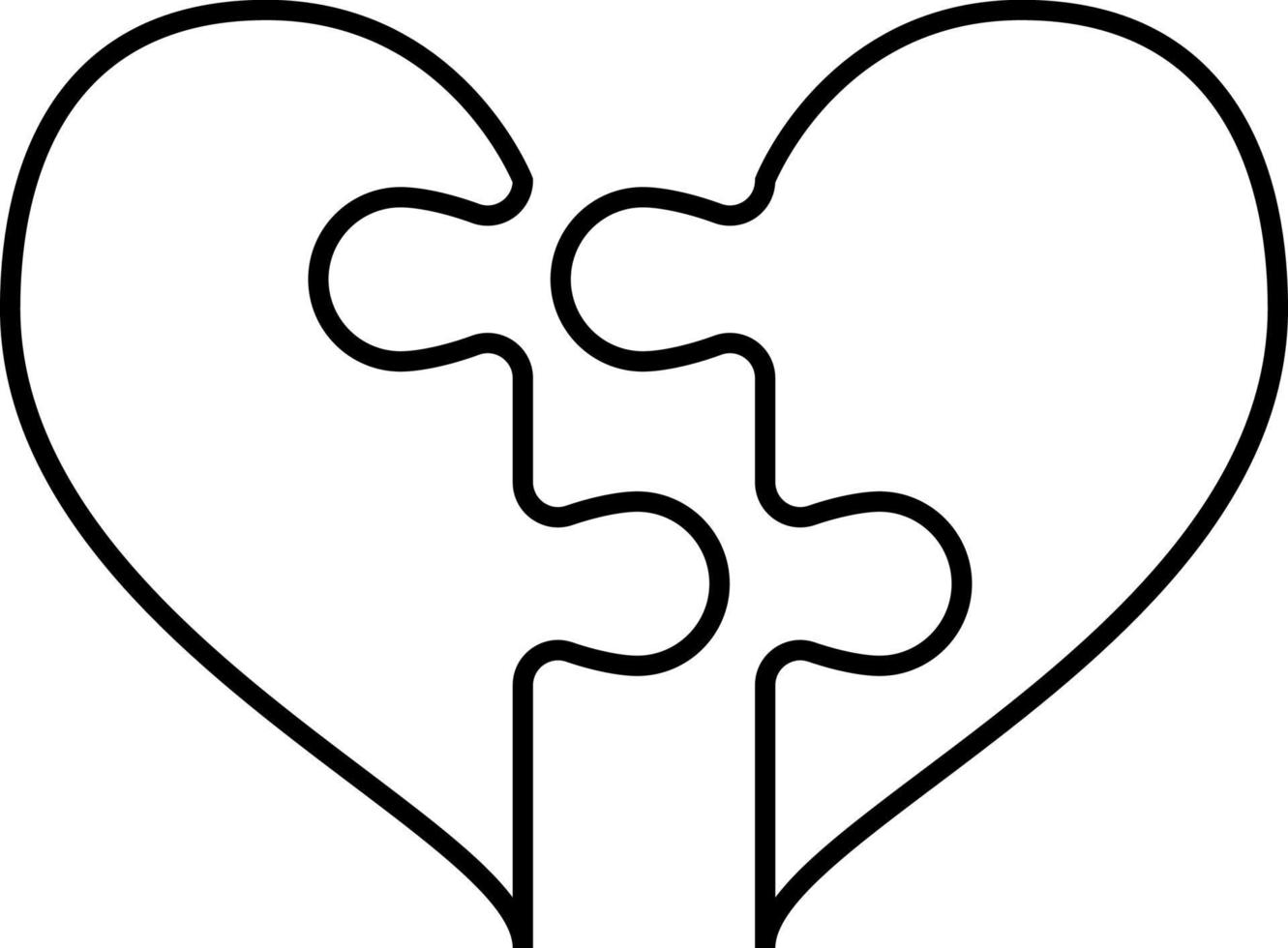 Broken Heart Puzzle Outline Icon Vector