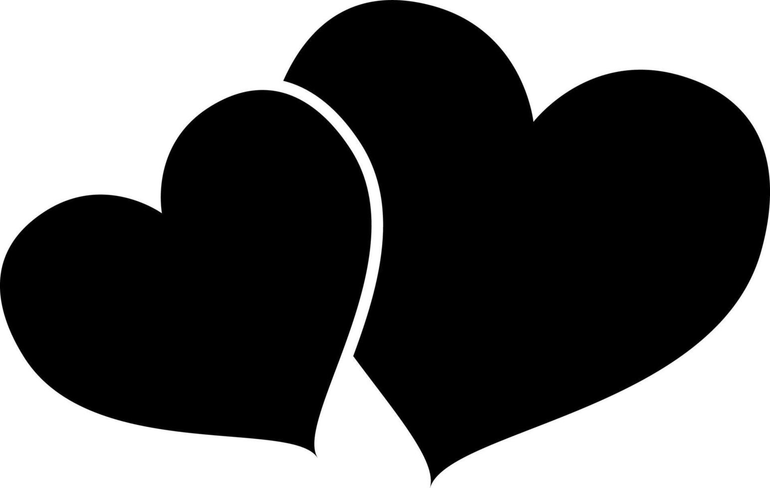 Overlap Heart Glyph Icon Vector