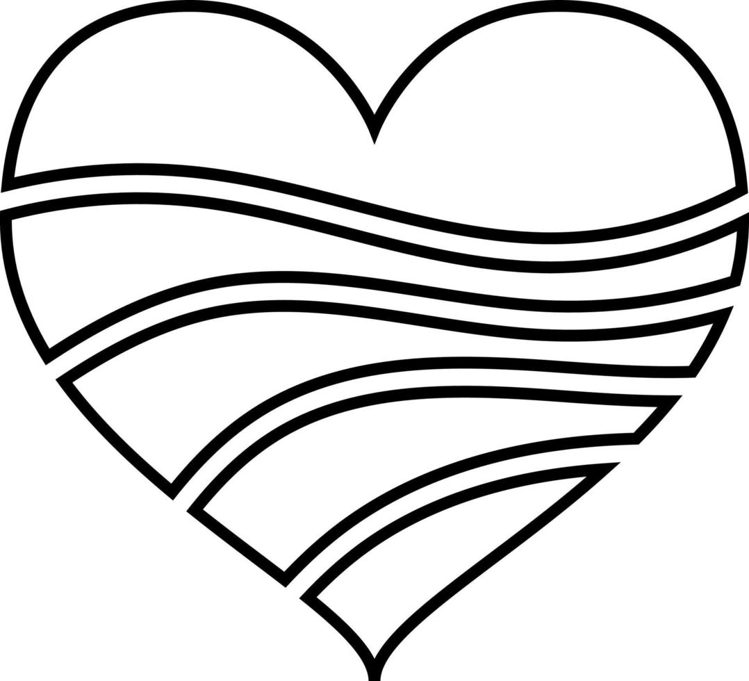 Striped Heart Outline Icon Vector