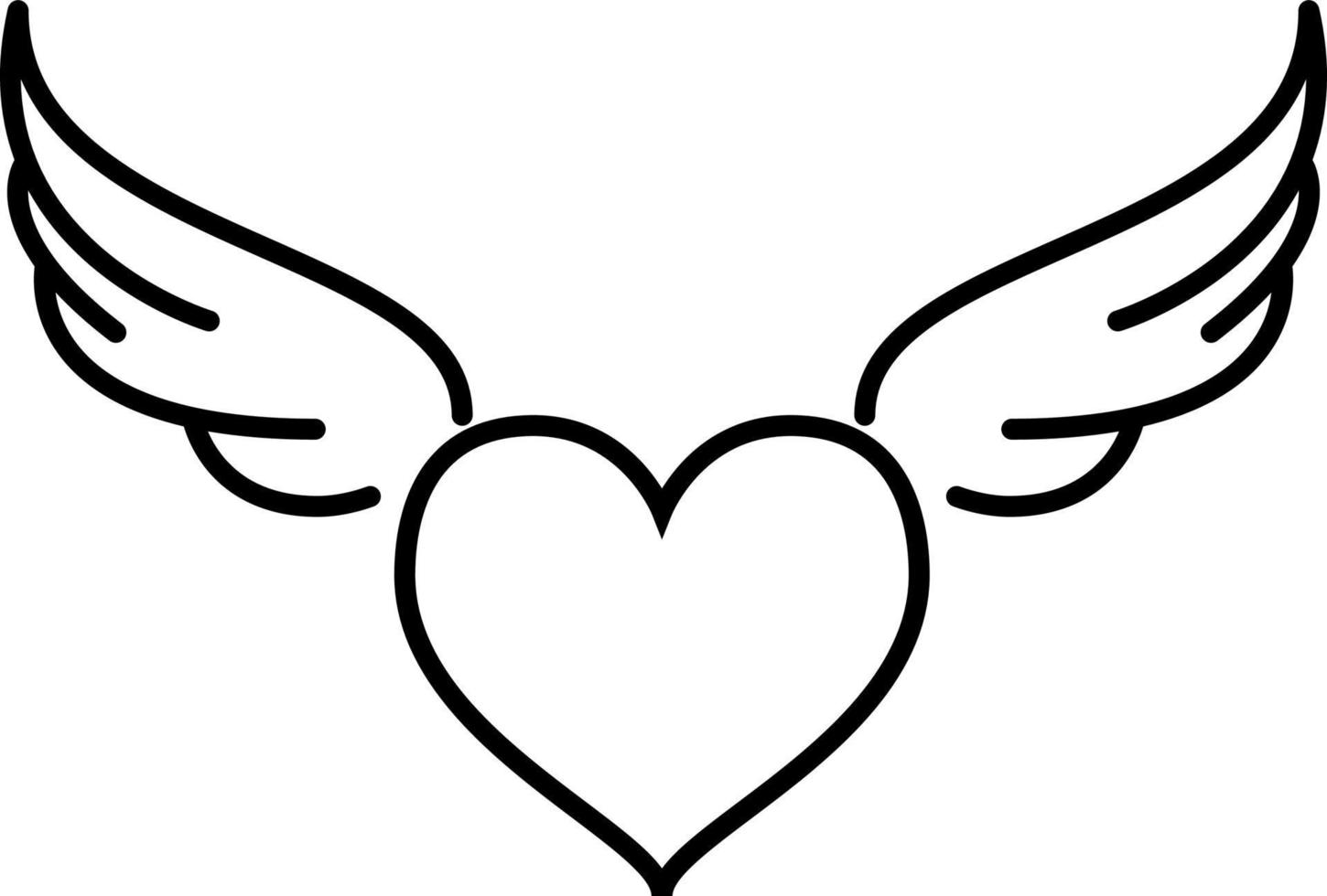 Heart With Wings Outline Icon Vector