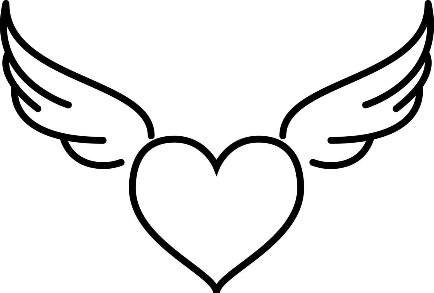 vector de icono de contorno de corazón con alas