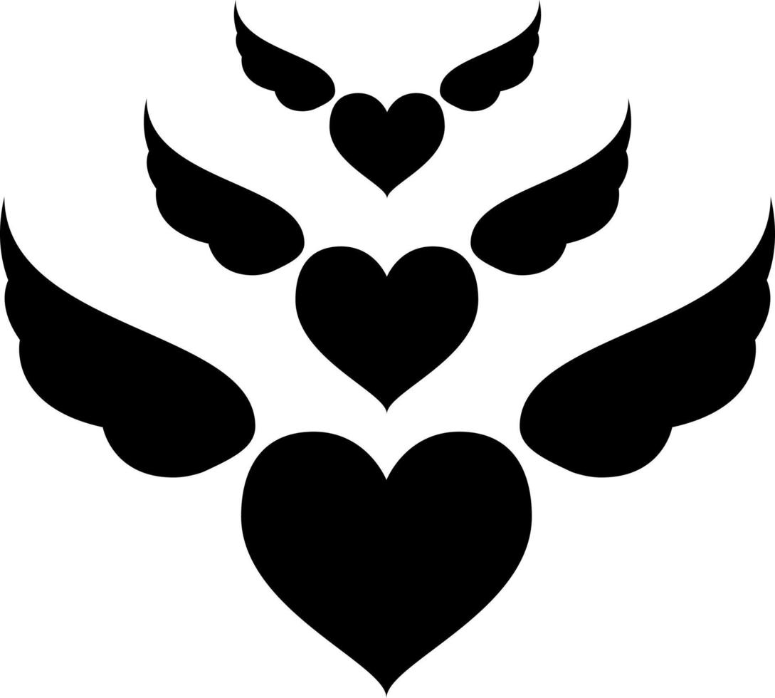 vector de icono de glifo de corazón con alas