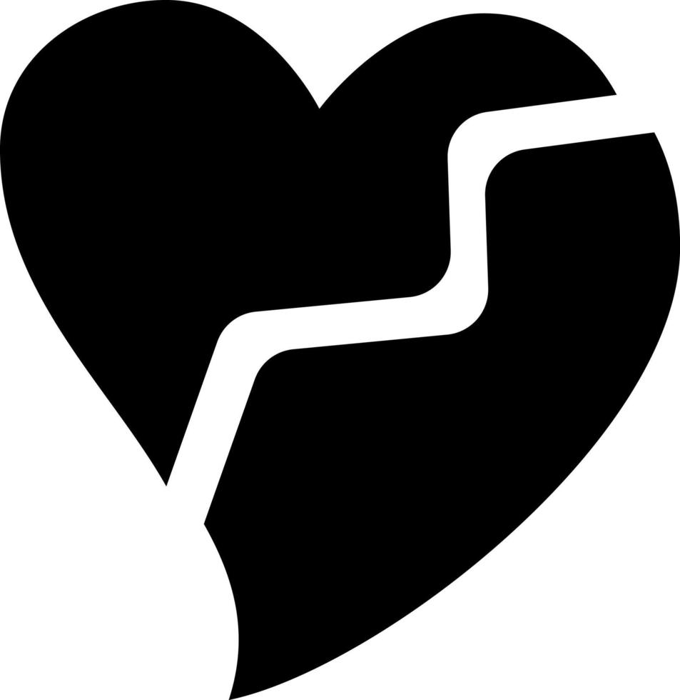 Broken Heart Glyph Icon Vector