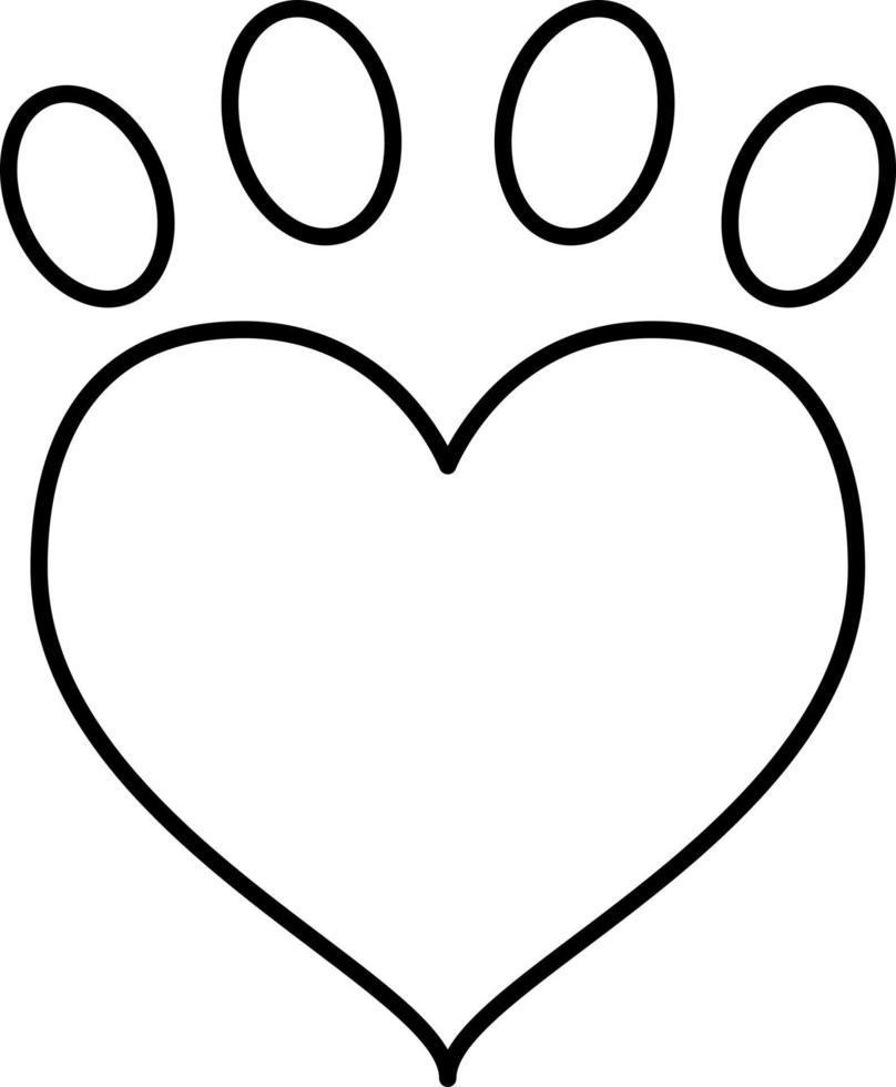 Paw Heart Outline Icon Vector
