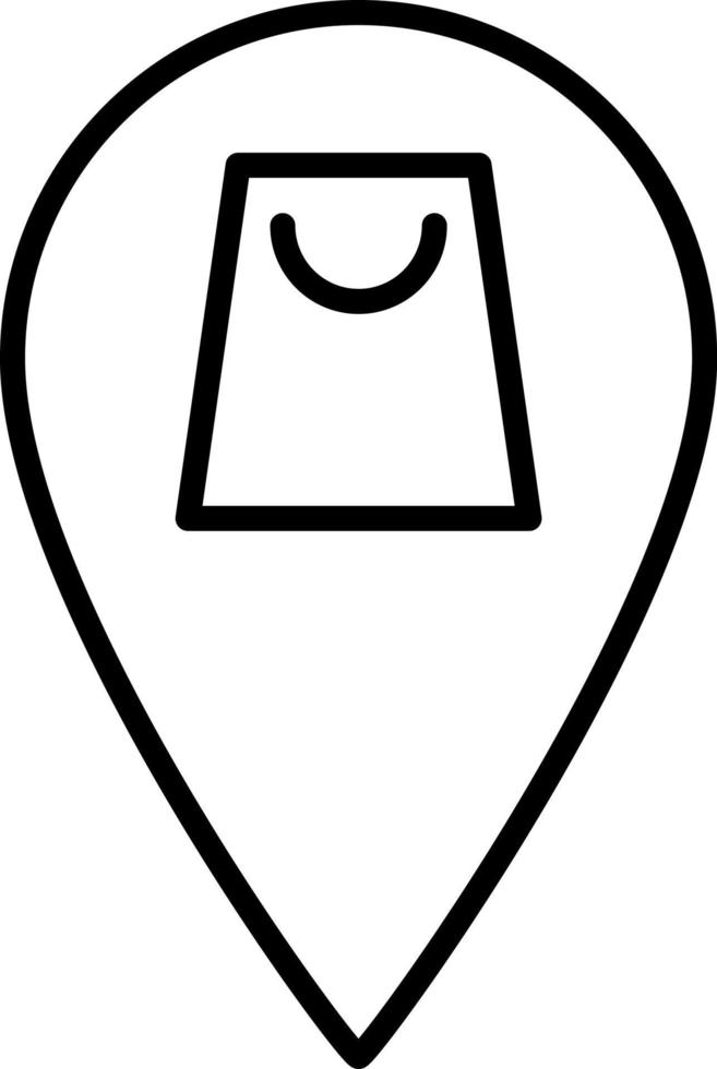 Location Shopping Bag Outline Icon Vector