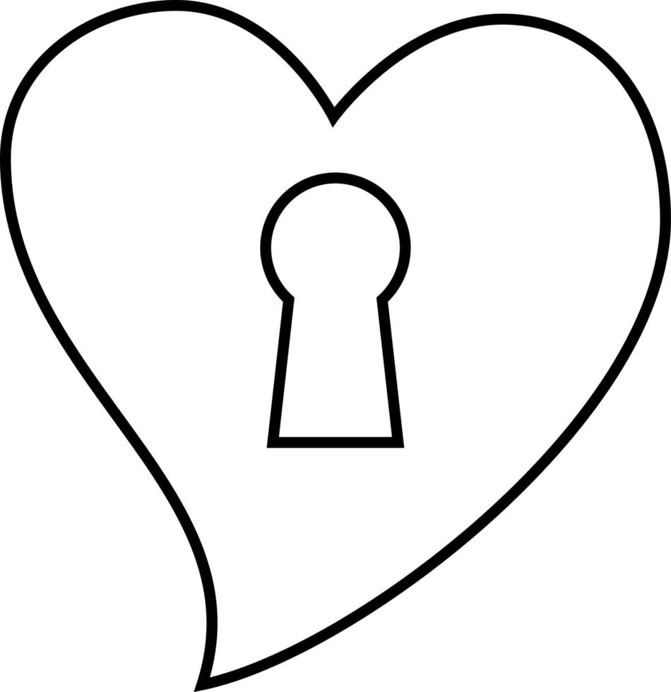 Locked Heart Outline Icon Vector