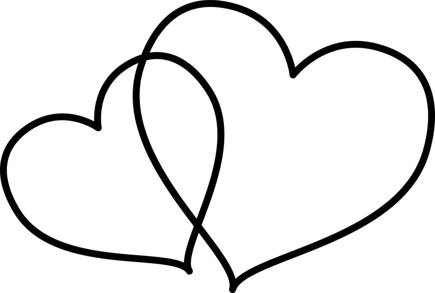 Overlap Heart Outline Icon Vector