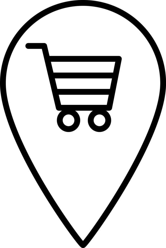 Shopping Cart Location Outline Icon Vector