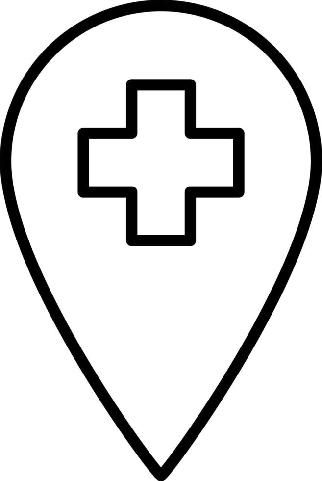 vector de icono de contorno de ubicación de hospital