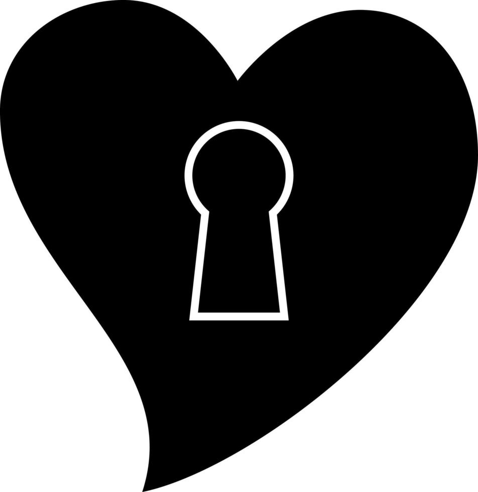 Locked Heart Glyph Icon Vector