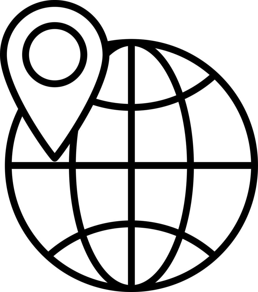 vector de icono de contorno de ubicación de globo