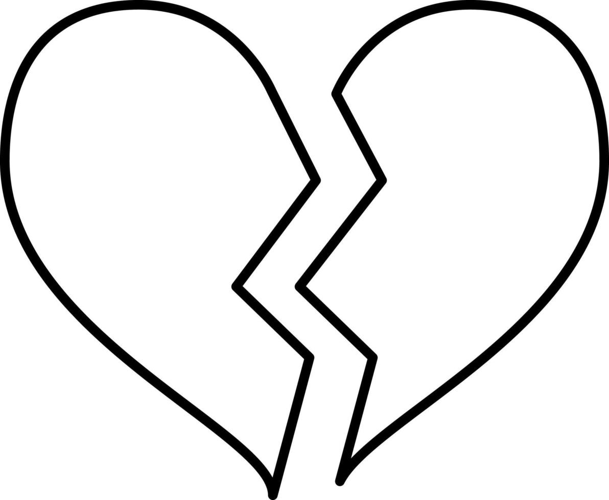 Broken Heart Outline Icon Vector