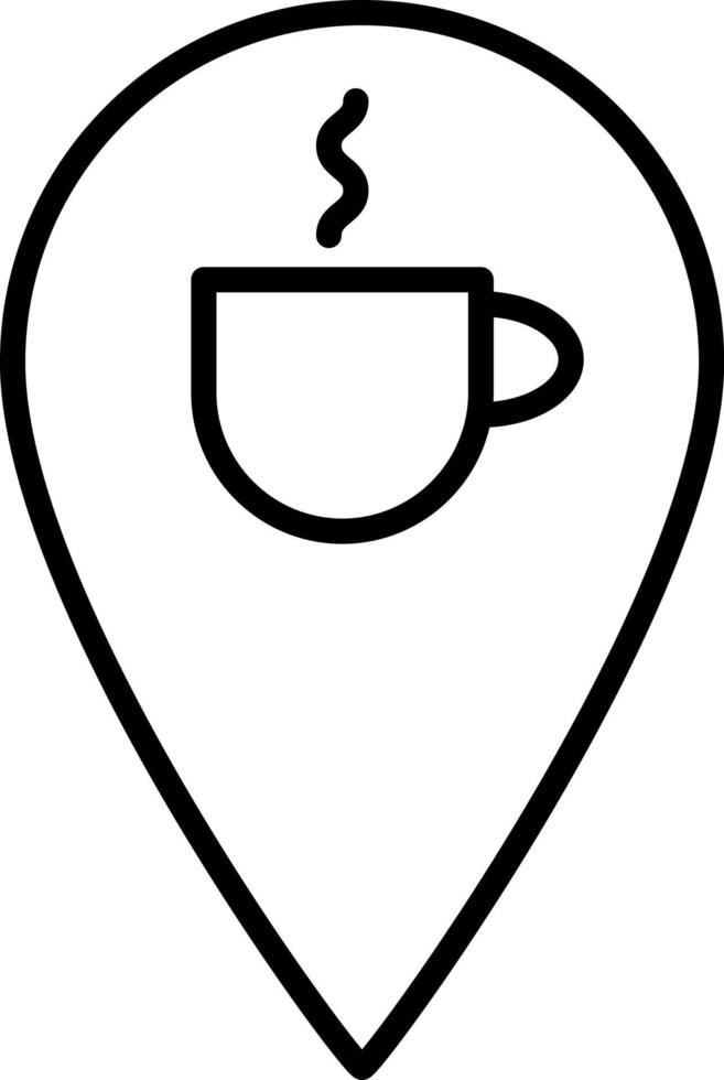 vector de icono de contorno de ubicación de cafetería