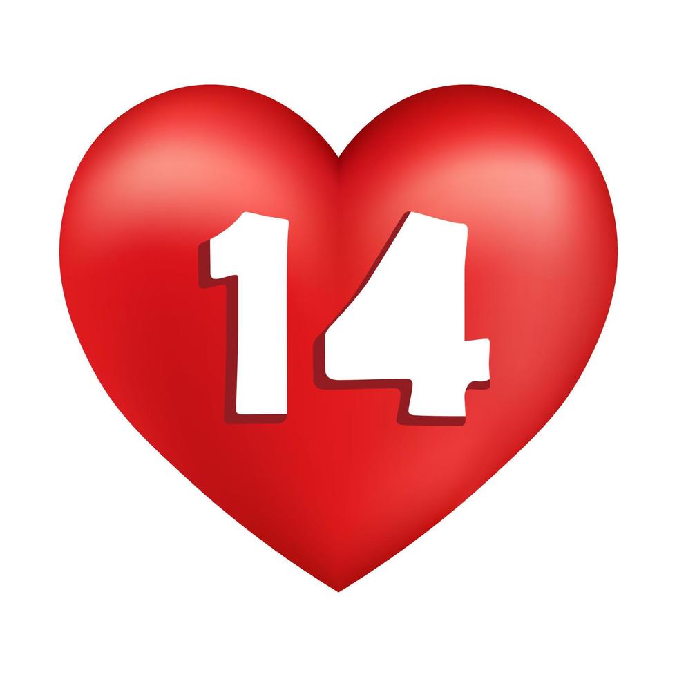 Volumetric shiny red heart icon for St. Valentines Day vector