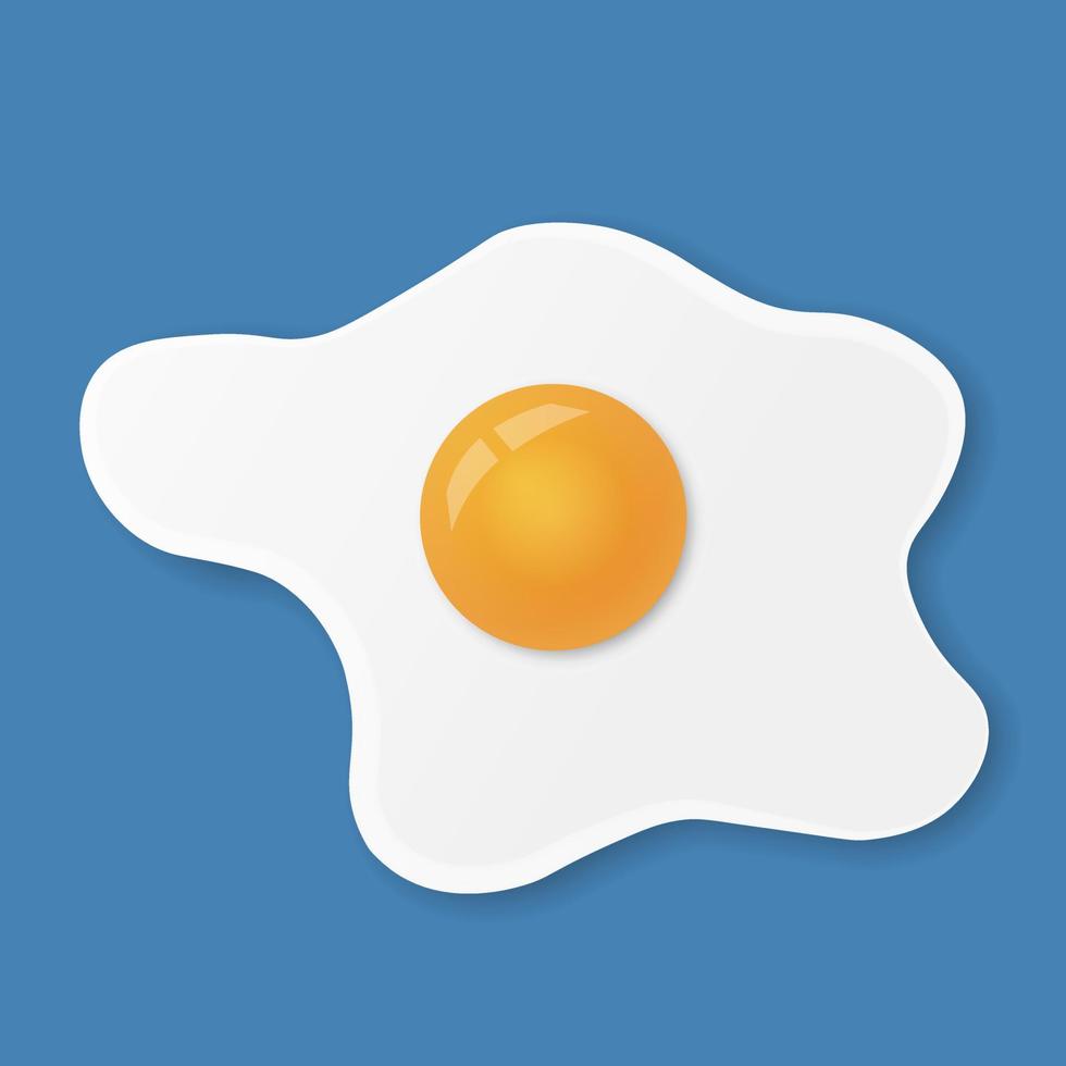 huevo frito o huevos revueltos aislado sobre fondo azul. vector