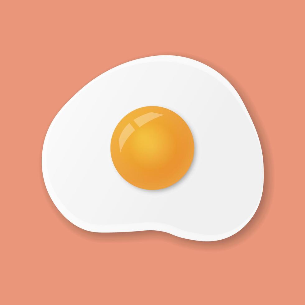 Fried egg or scrambled eggs isolated on coral background vector