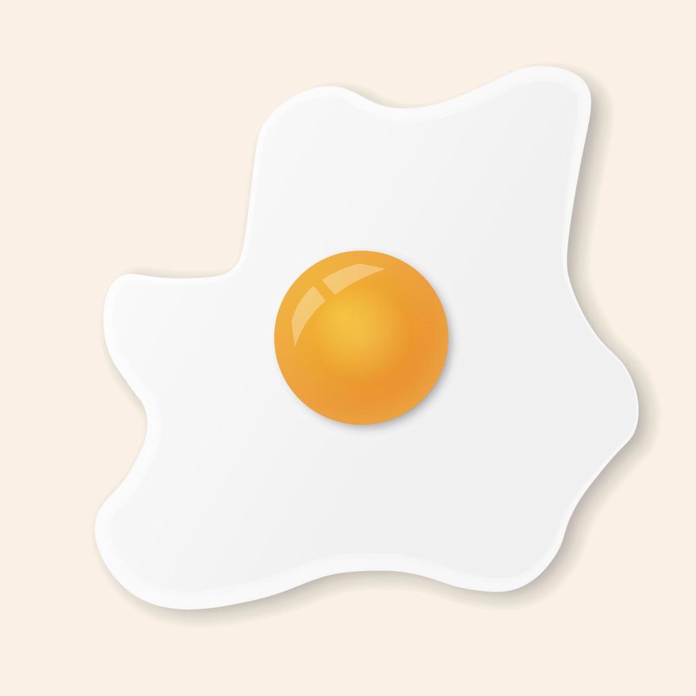 huevo frito o huevos revueltos aislados en fondo beige claro vector